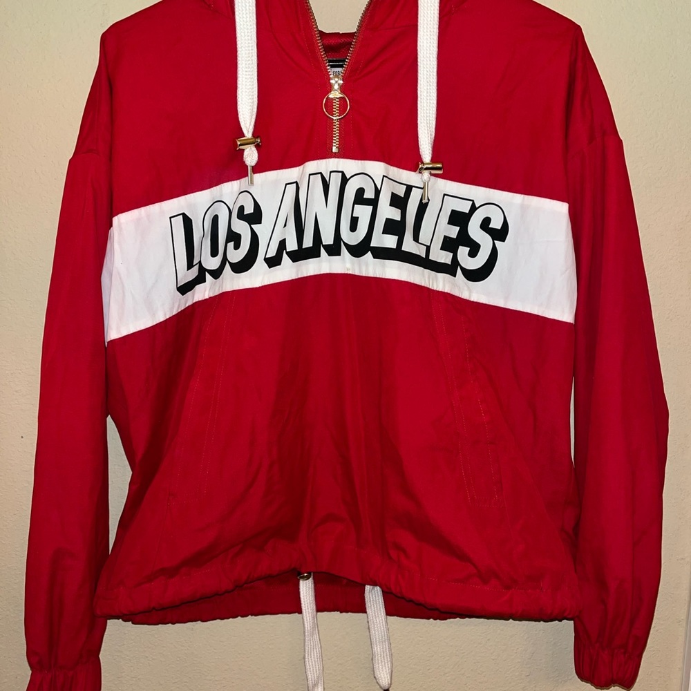 Forever 21 Red “los Angeles” hoodie (windbreaker material)